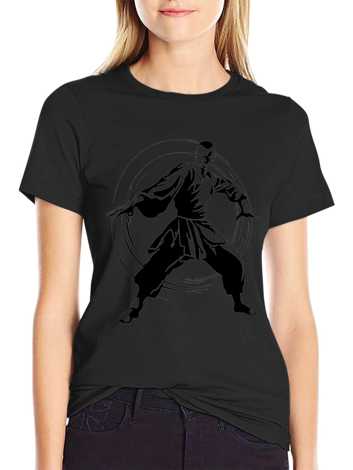 Mens Black Graphic T-Shirt - Martial Arts Design