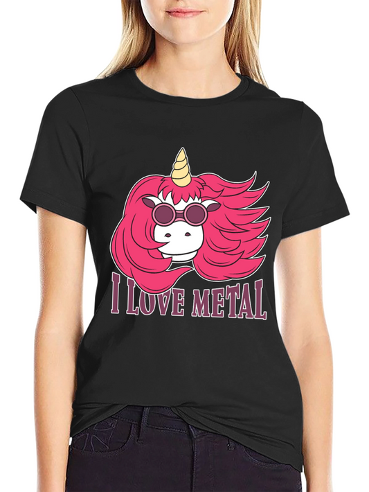 I Love Metal Unicorn Graphic Tee - Black