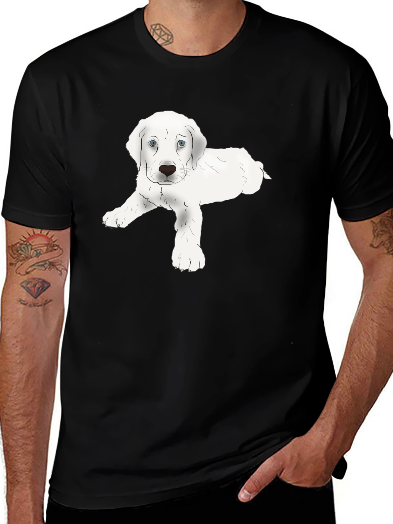 Puppy Graphic Black T-Shirt
