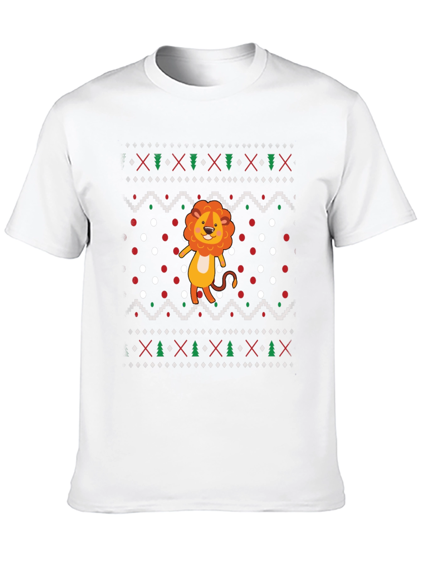 Lion Ugly Christmas Sweater Style Black T-Shirt