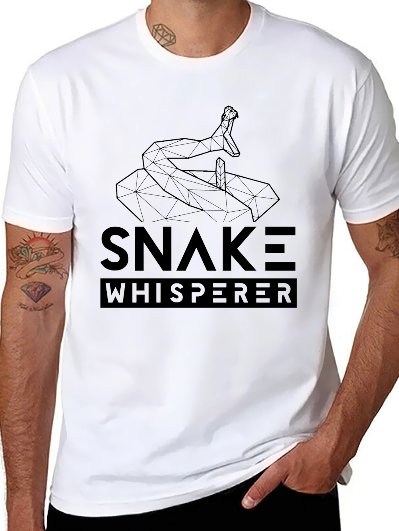 Snake Whisperer Geometric Tee - Mens Black Graphic T-Shirt