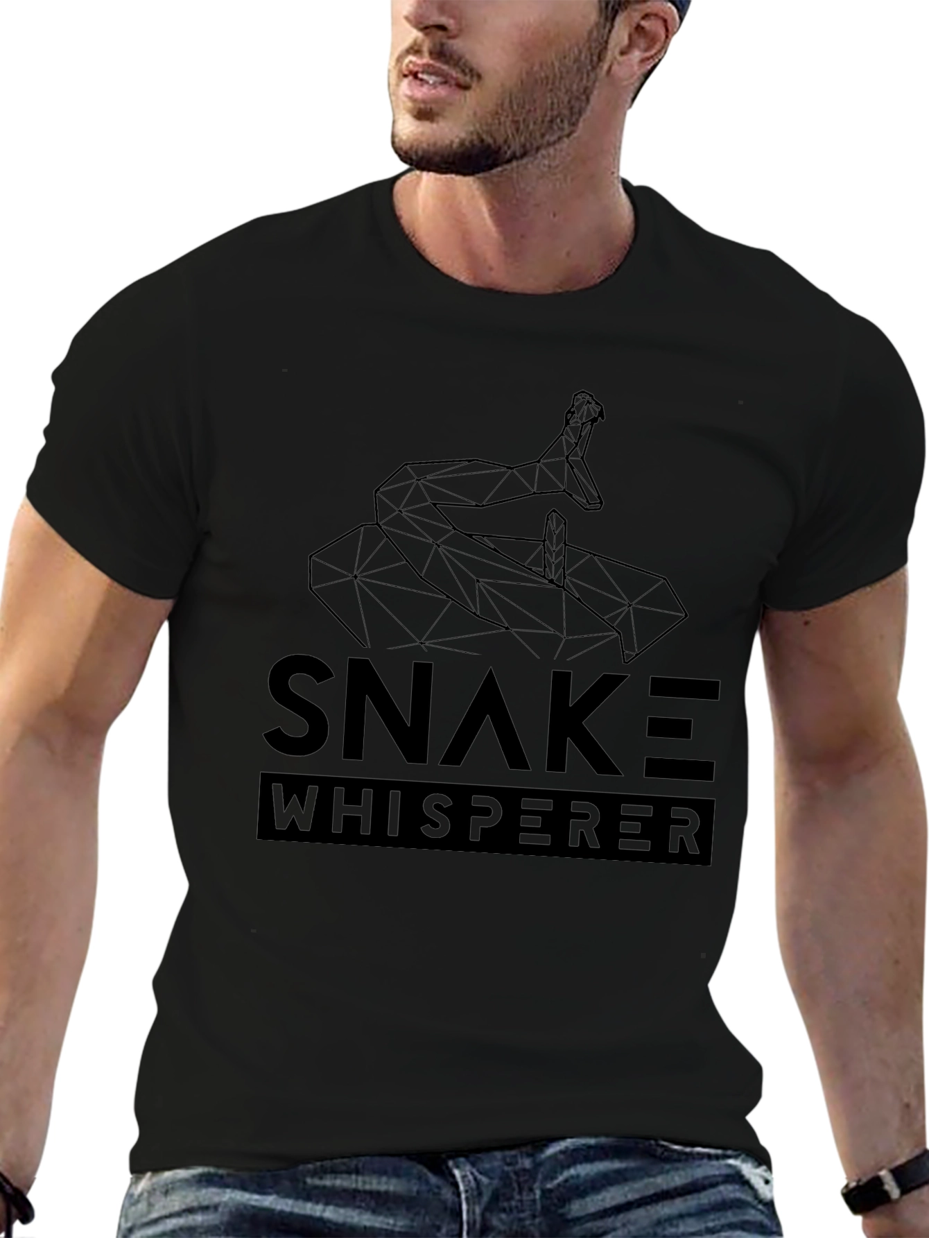 Snake Whisperer Geometric Tee - Mens Black Graphic T-Shirt