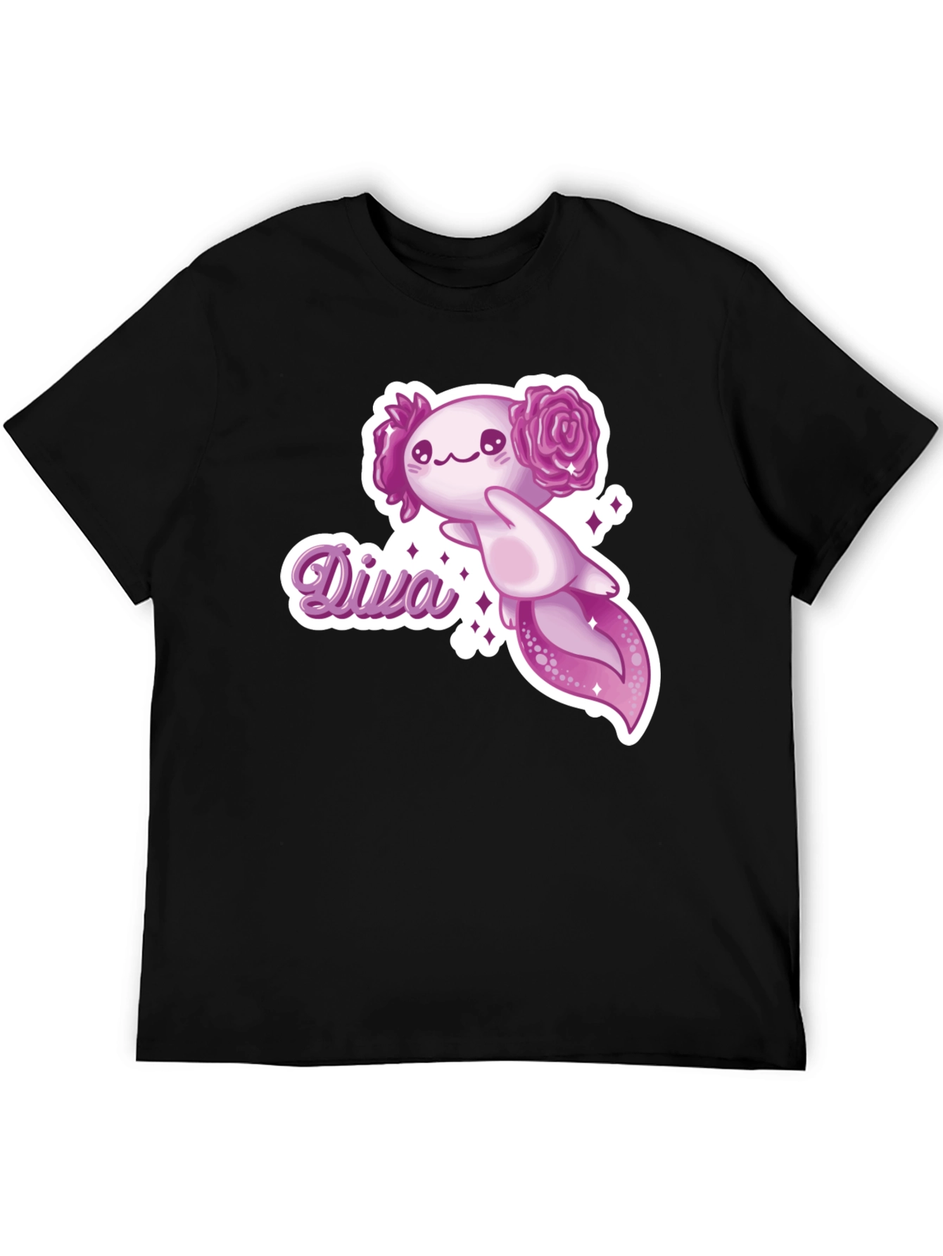 Diva Axolotl T-Shirt - Black Cotton Tee