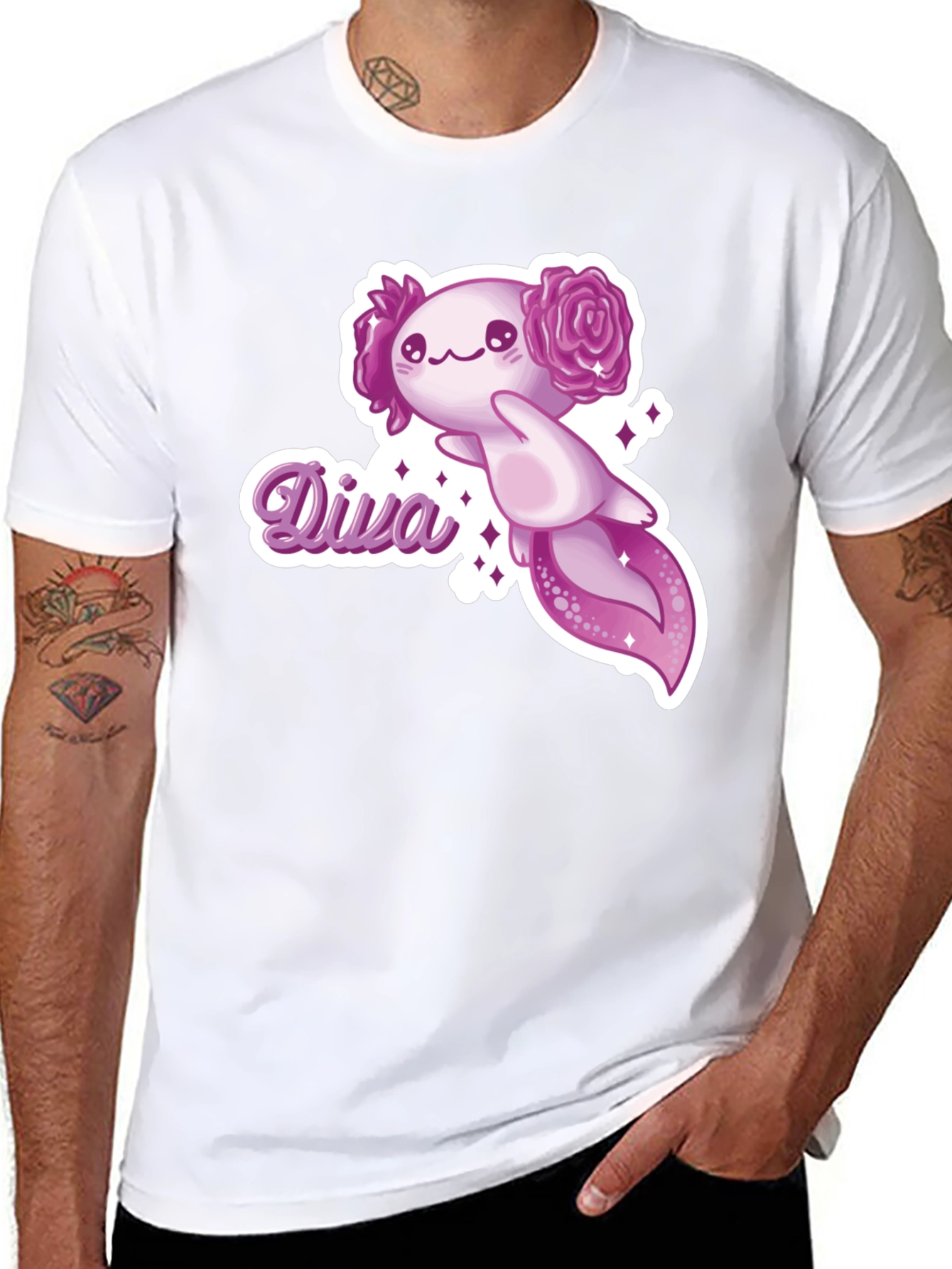 Diva Axolotl T-Shirt - Black Cotton Tee