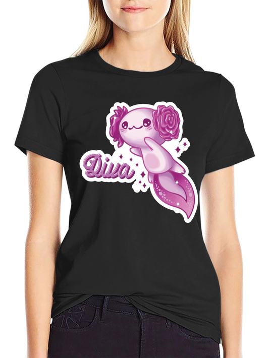 Diva Axolotl T-Shirt - Black Cotton Tee