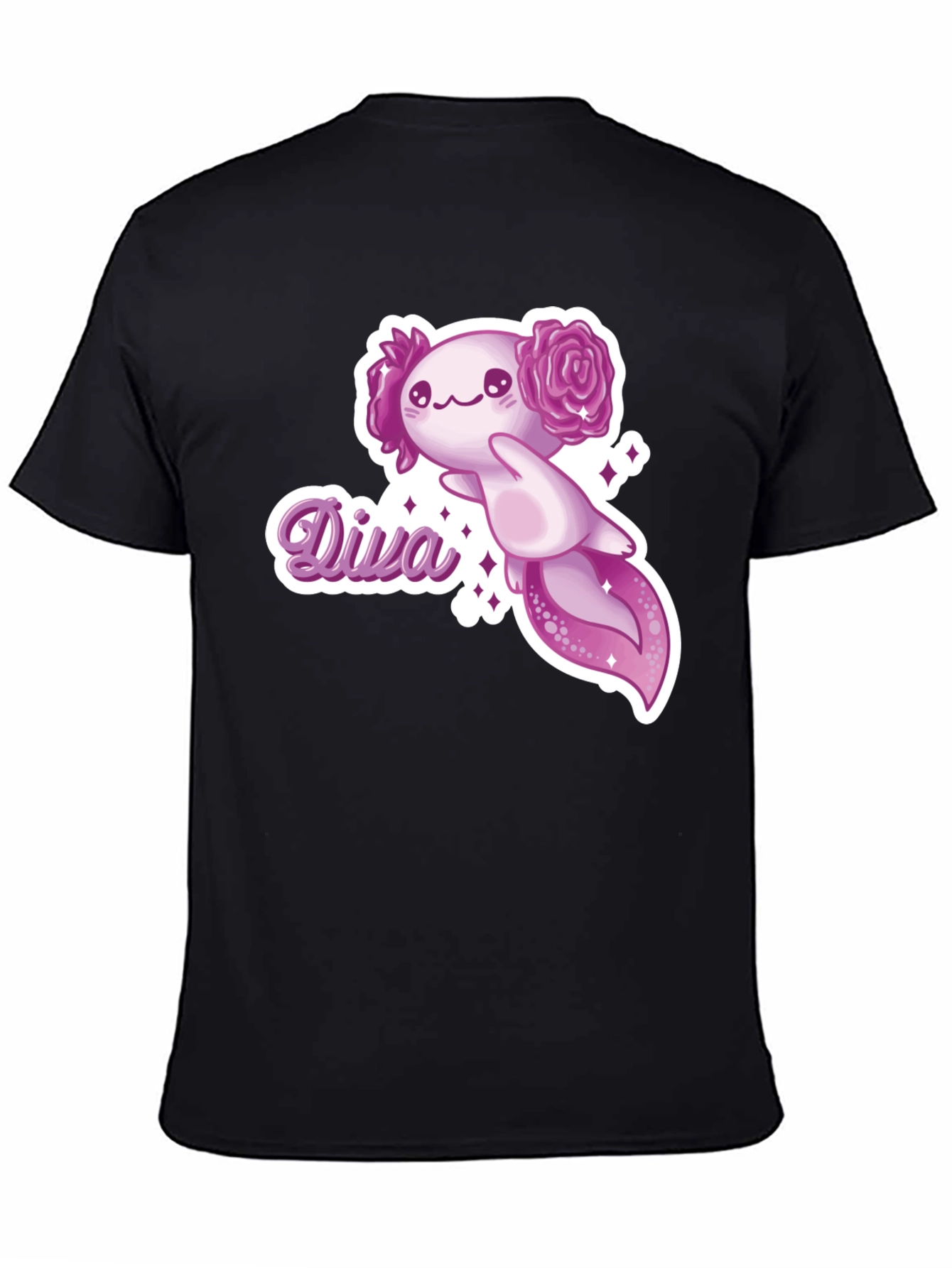 Diva Axolotl T-Shirt - Black Cotton Tee