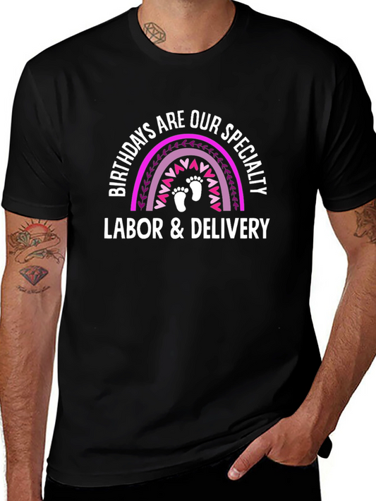 Labor & Delivery Birthday Rainbow T-Shirt