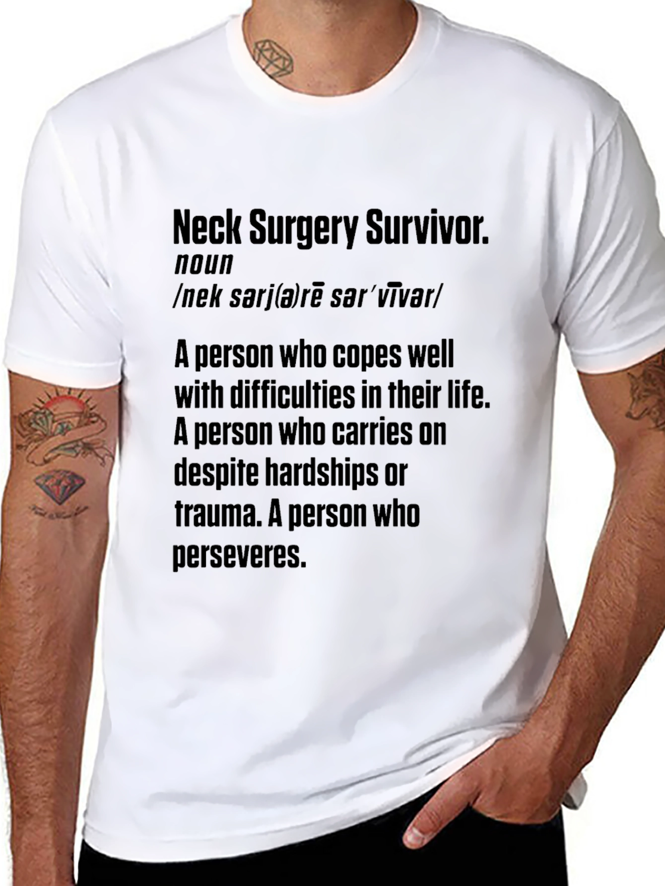 Neck Surgery Survivor Black T-Shirt