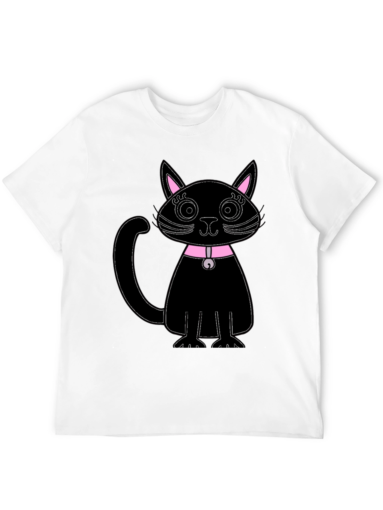 Black Cat T-Shirt - Pink Collar