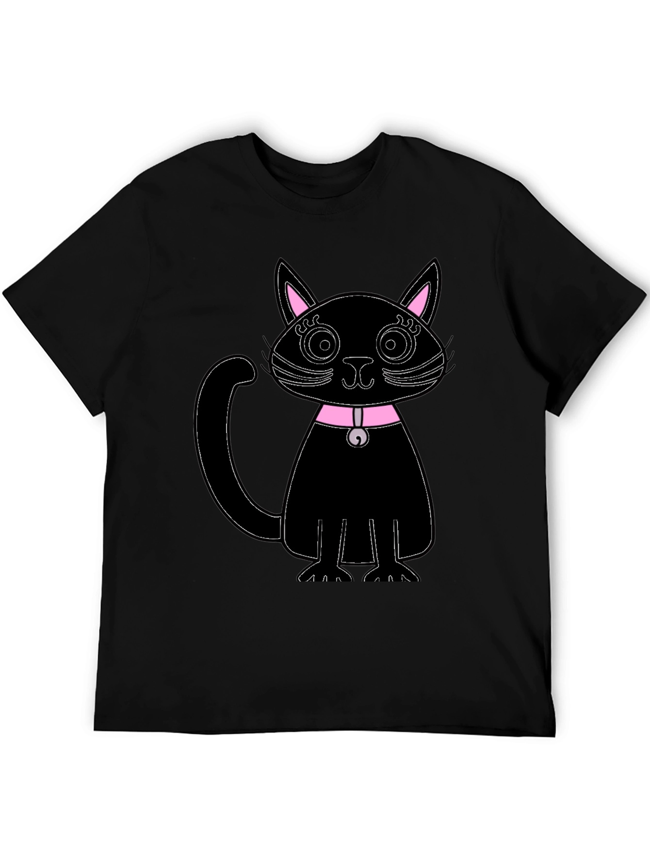 Black Cat T-Shirt - Pink Collar