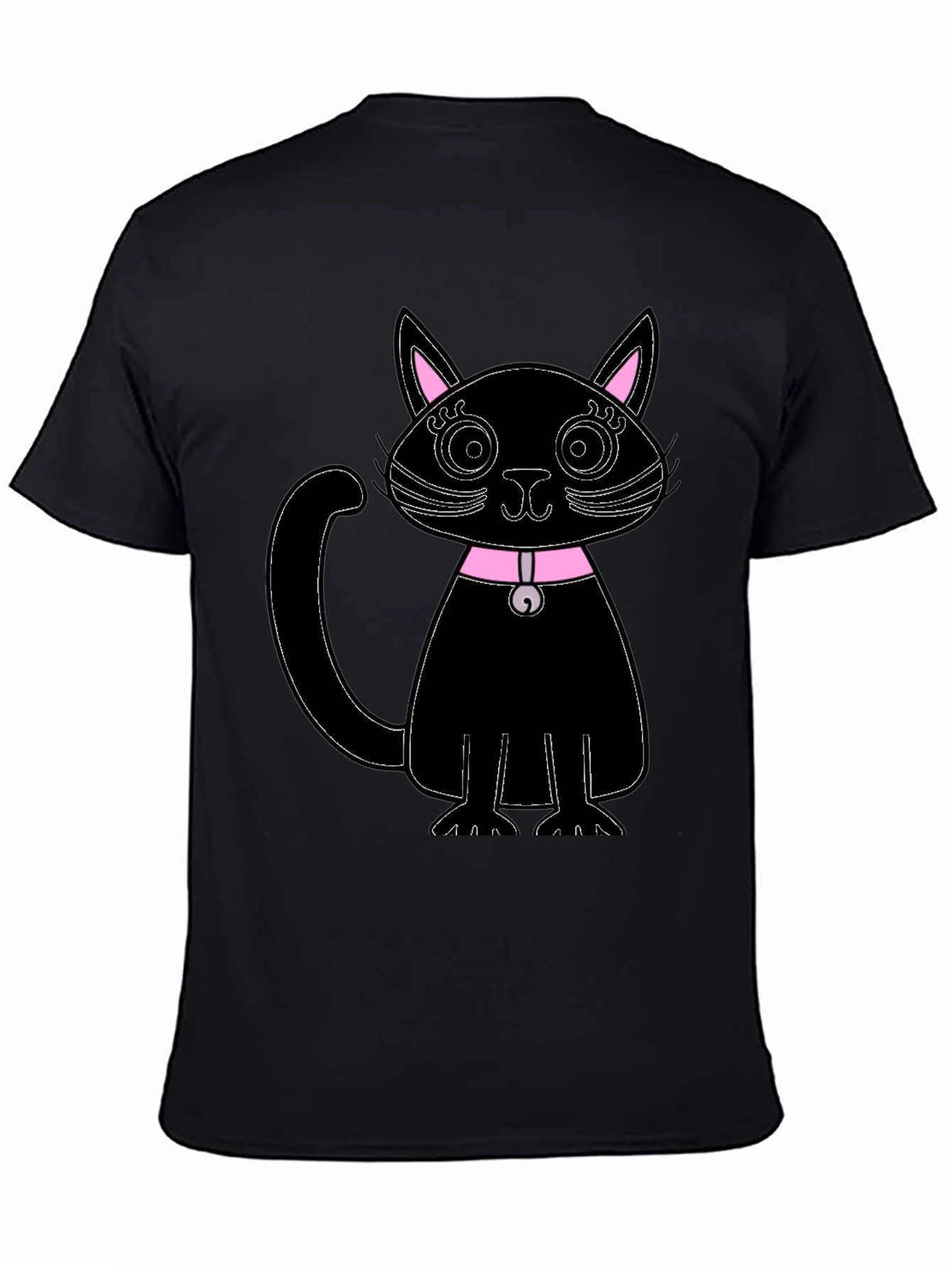 Black Cat T-Shirt - Pink Collar