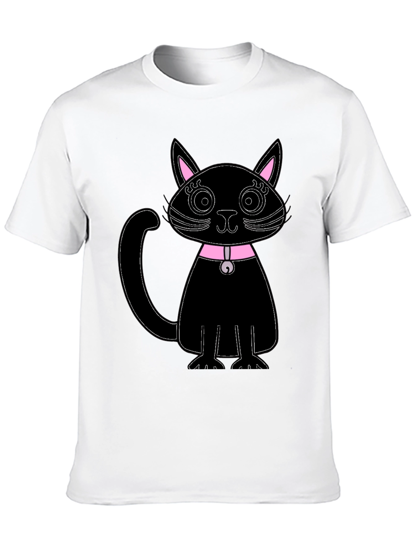 Black Cat T-Shirt - Pink Collar