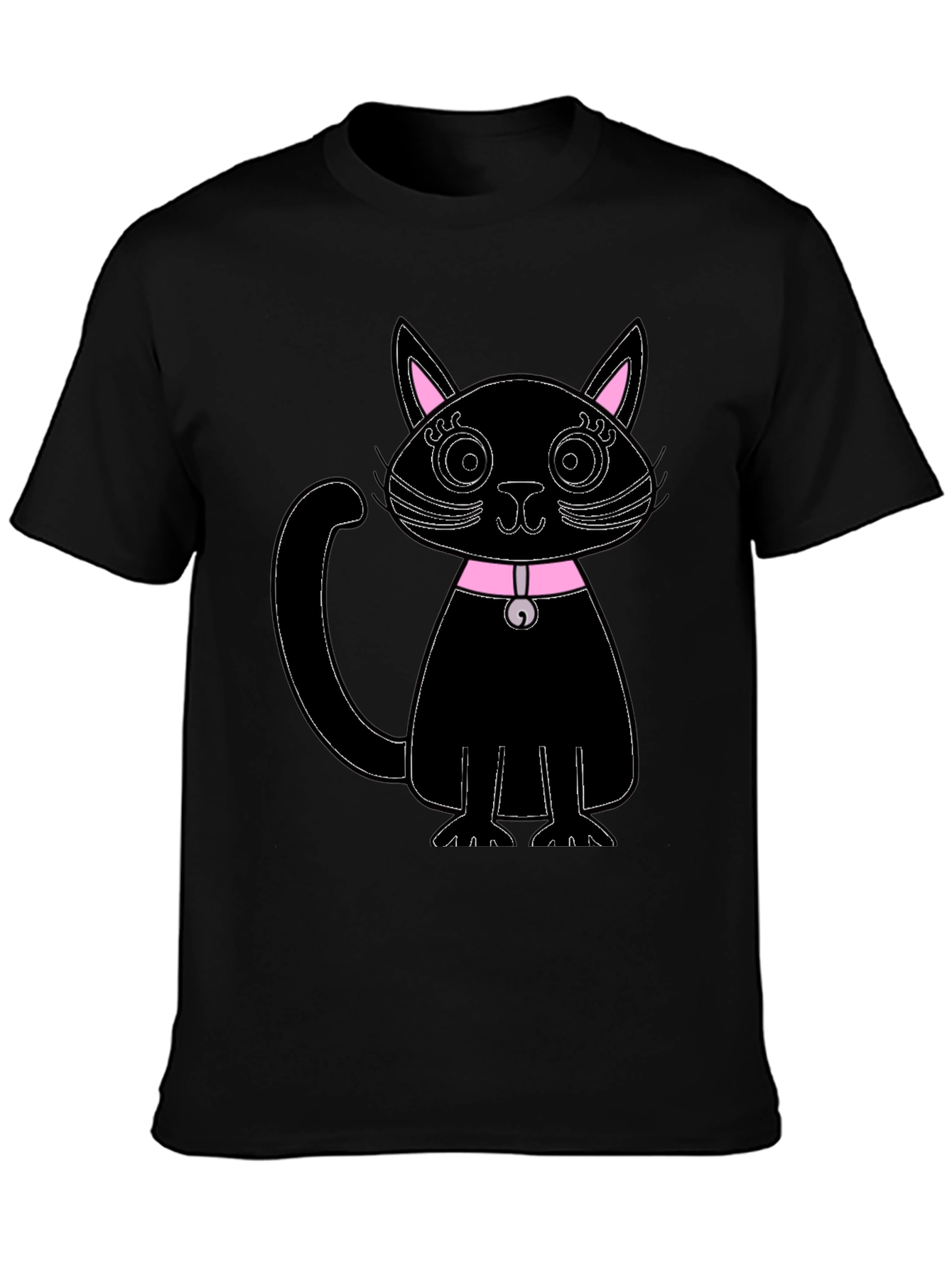 Black Cat T-Shirt - Pink Collar