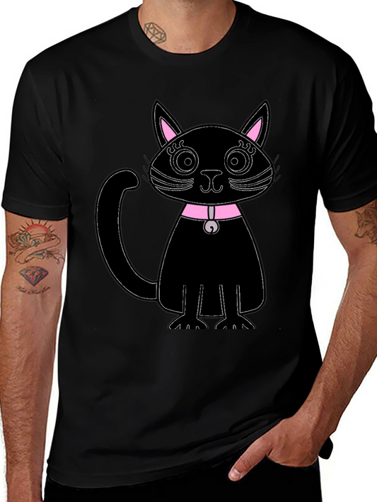 Black Cat T-Shirt - Pink Collar