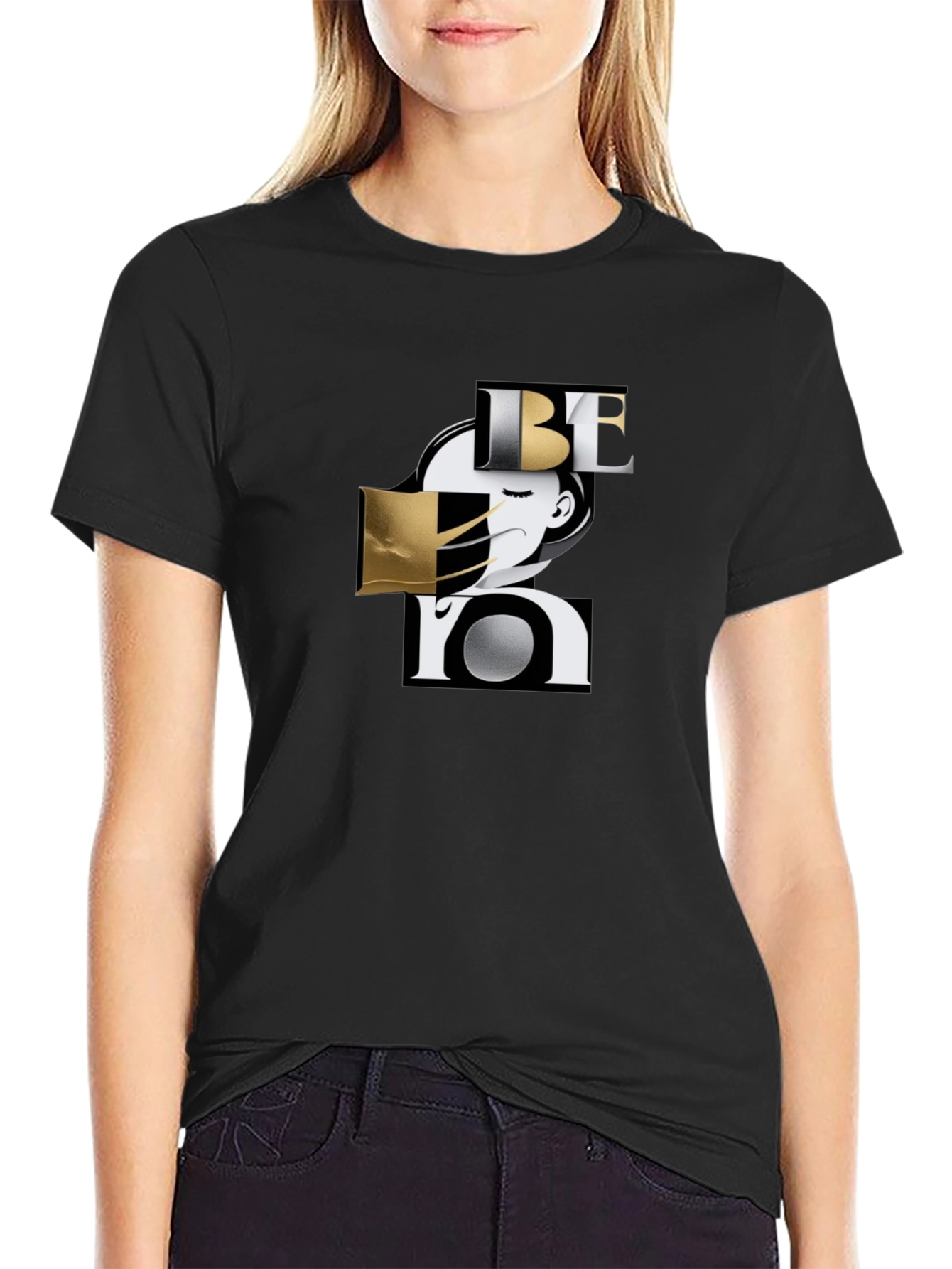 Stylish Be You Graphic Black T-Shirt