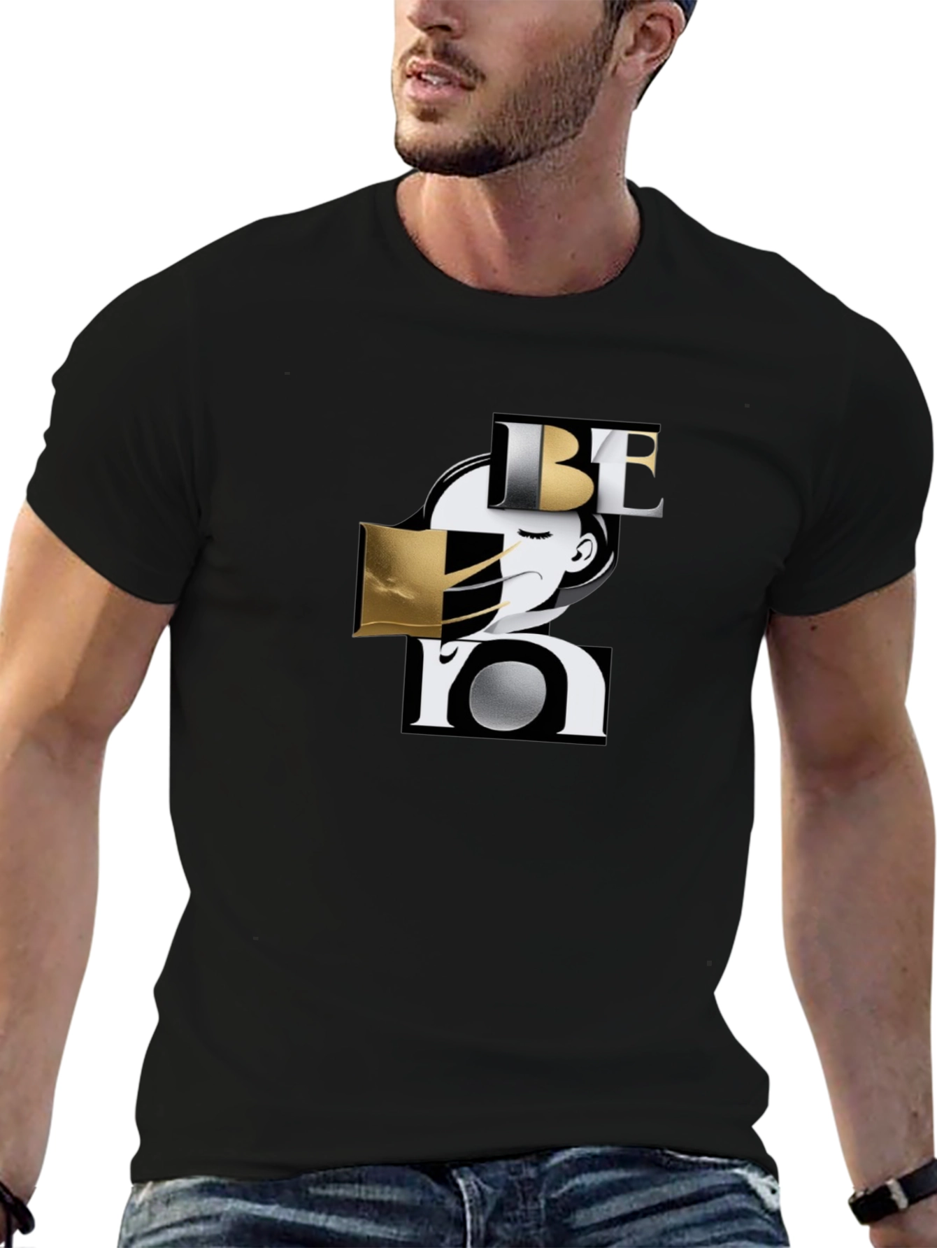 Stylish Be You Graphic Black T-Shirt