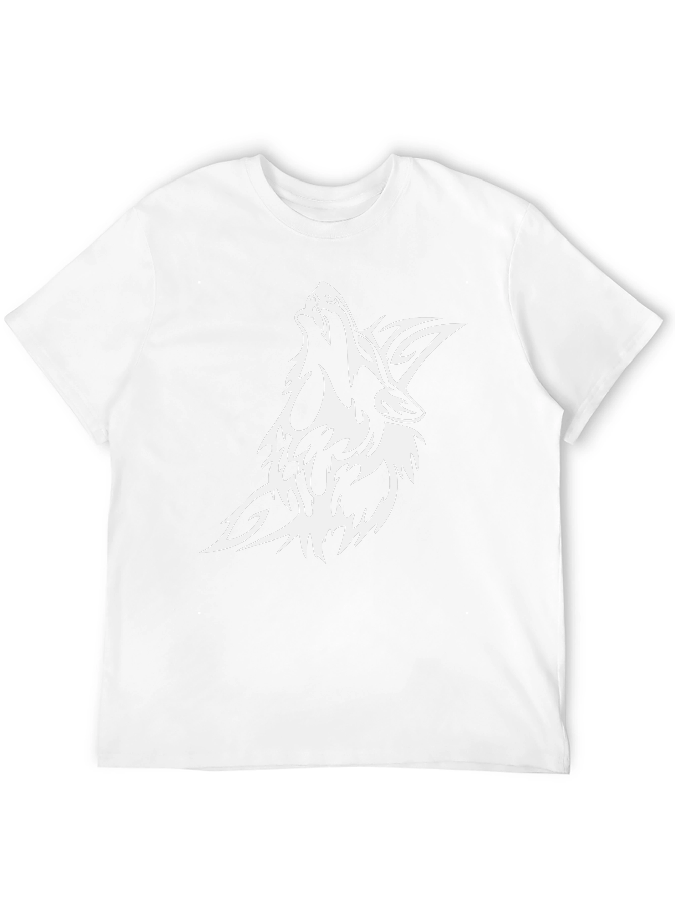 Mens Black T-shirt with White Wolf Graphic