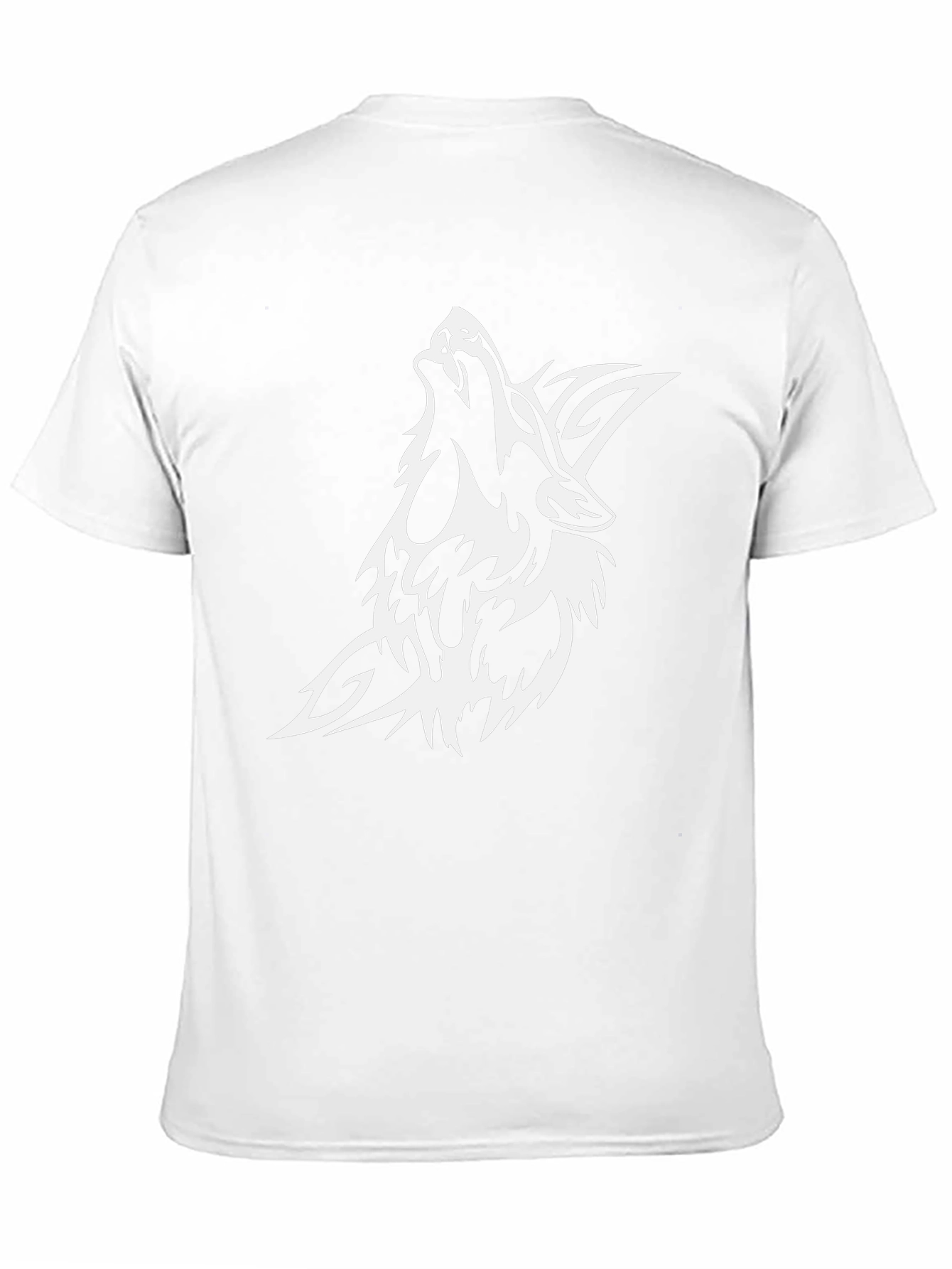 Mens Black T-shirt with White Wolf Graphic