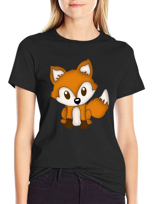 Cute Fox Graphic Tee - Soft Black T-Shirt