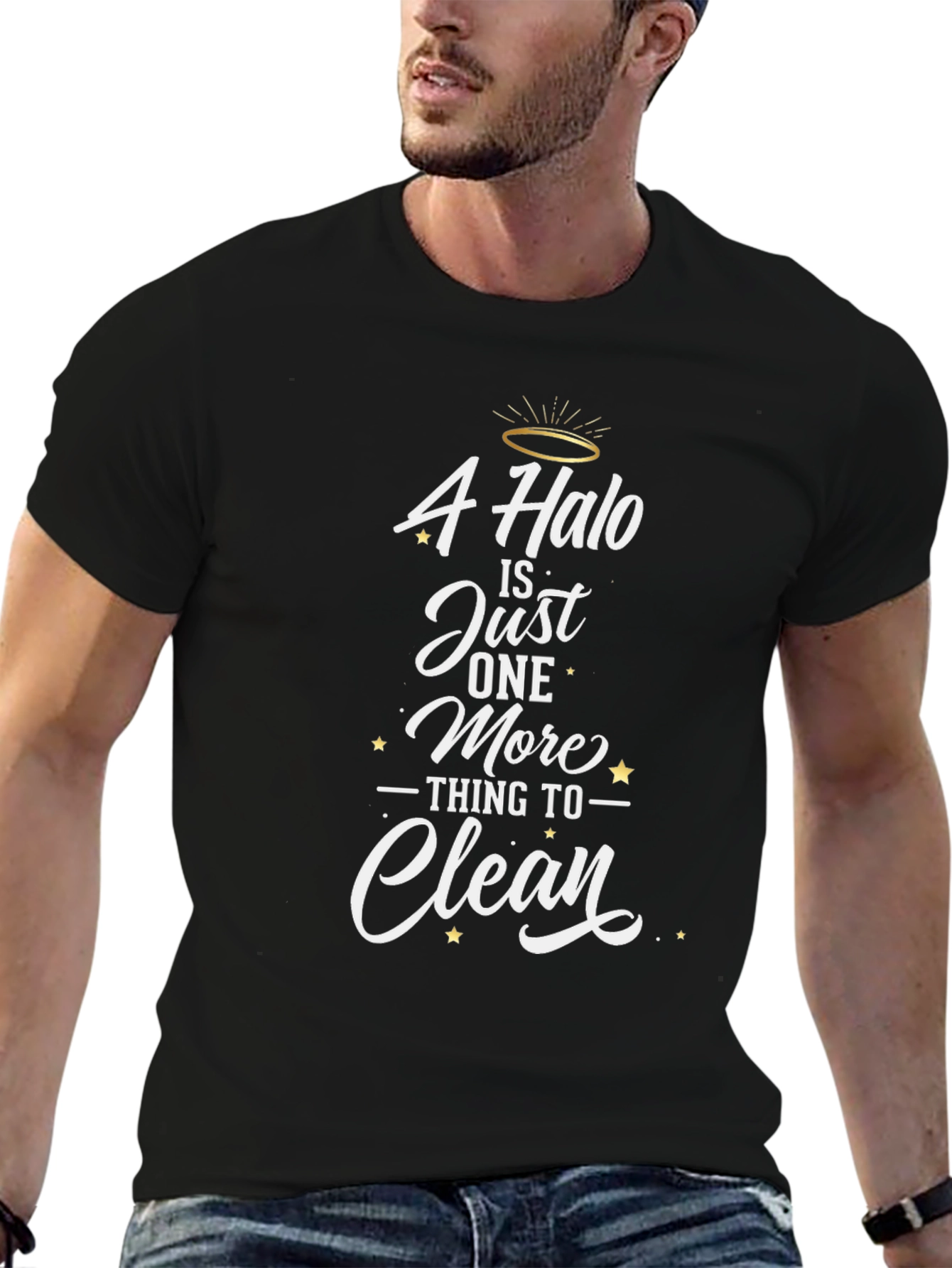 Halo Cleaning Funny T-Shirt - Black