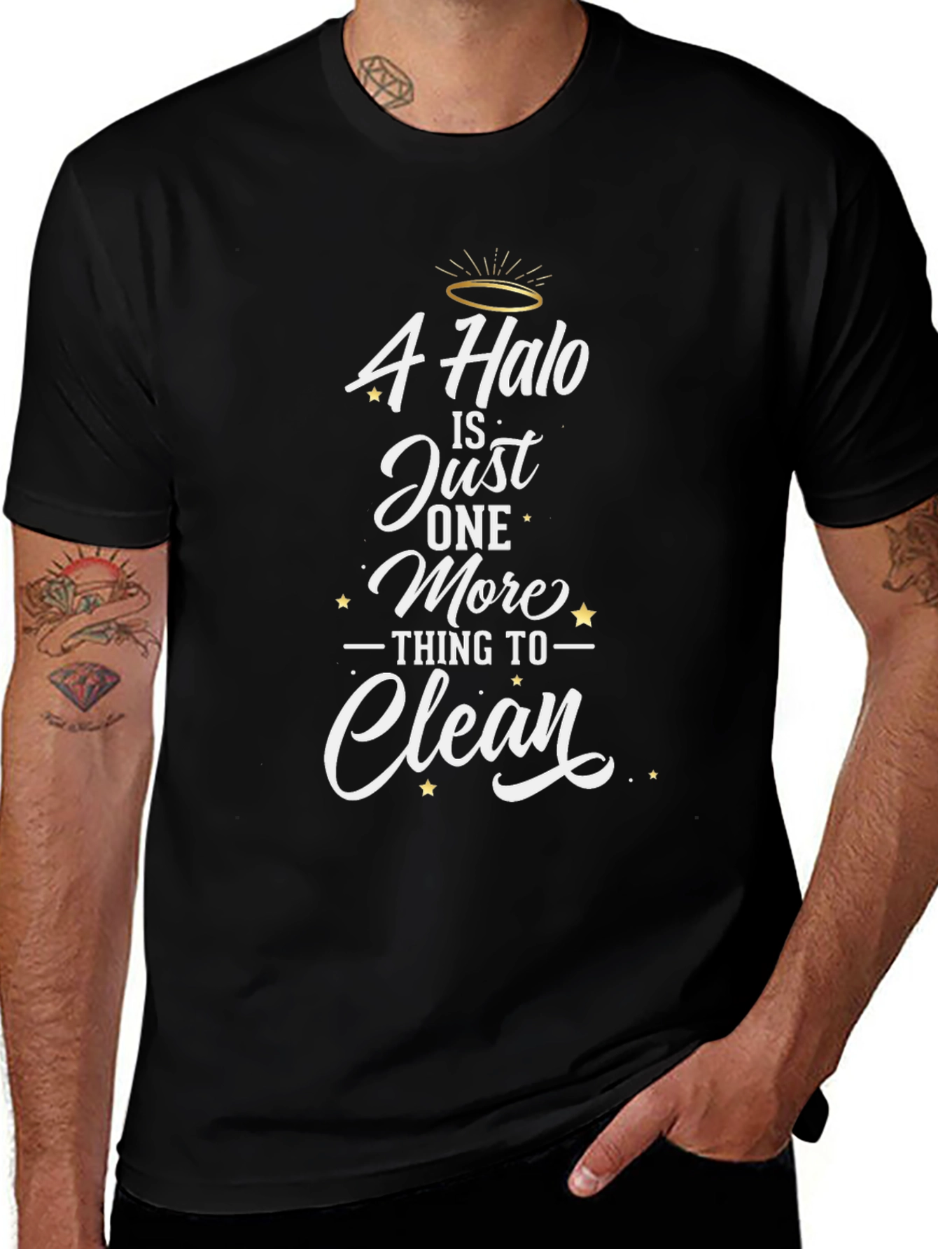 Halo Cleaning Funny T-Shirt - Black