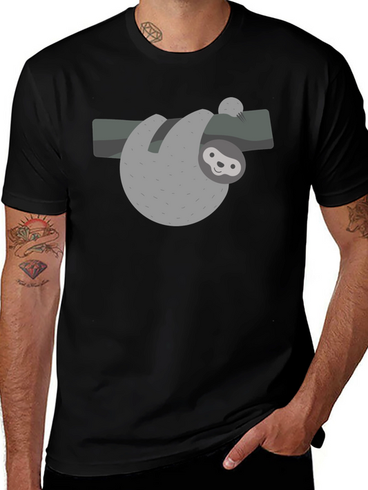 Cute Sloth Graphic Tee - Black