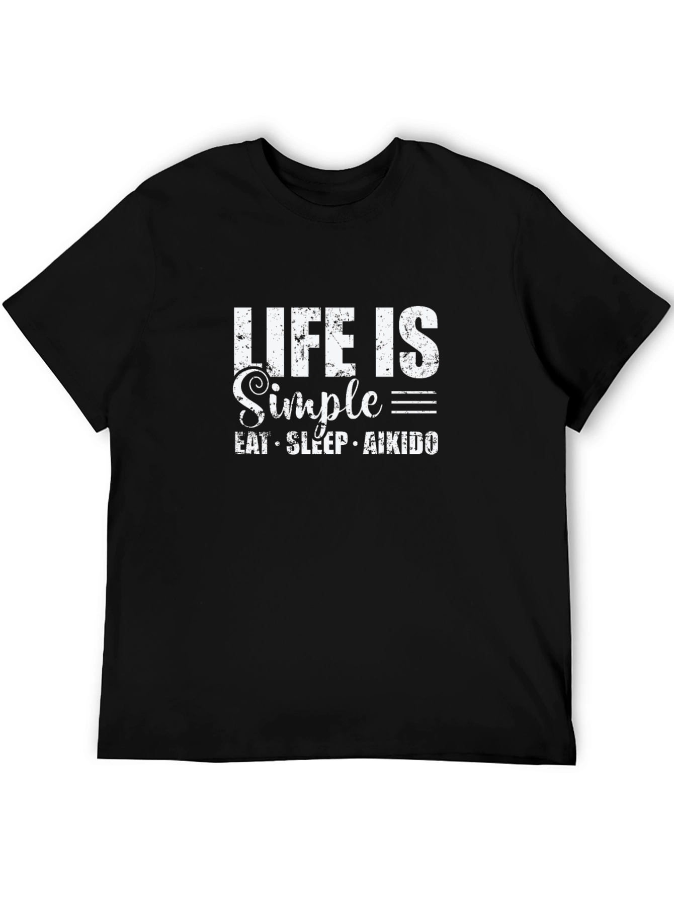 Life Is Simple Eat Sleep Aikido Black T-Shirt
