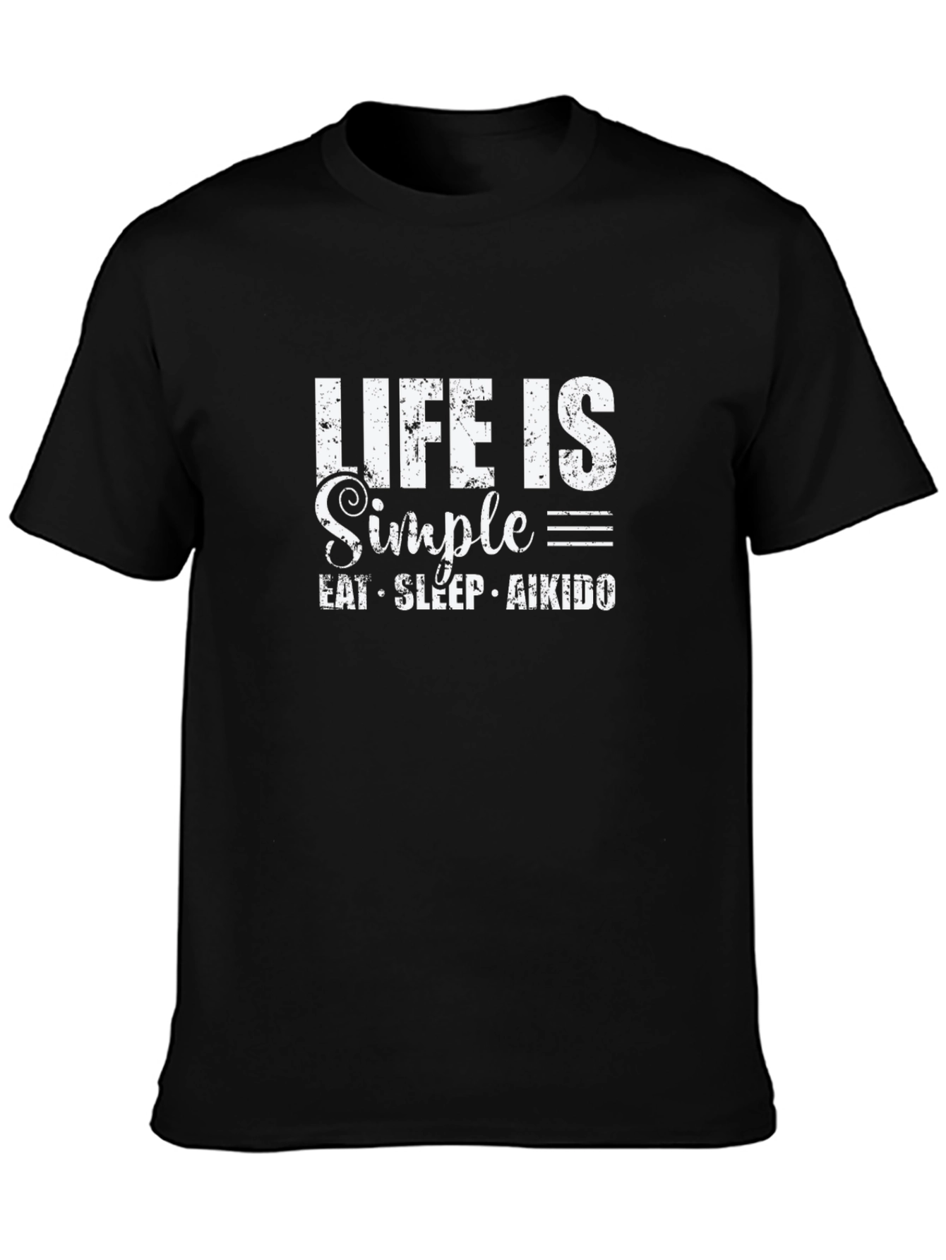 Life Is Simple Eat Sleep Aikido Black T-Shirt