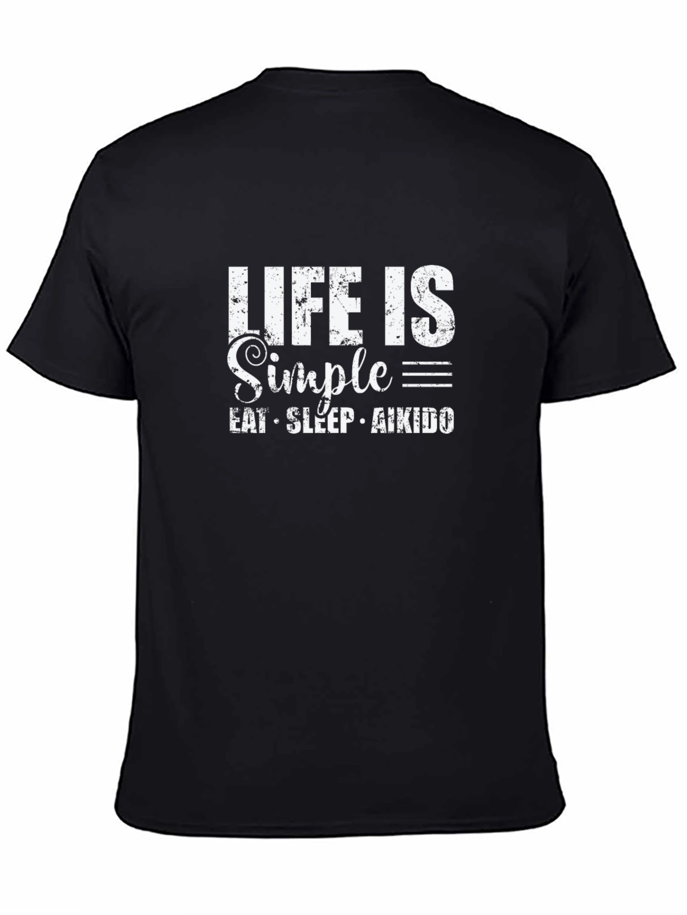 Life Is Simple Eat Sleep Aikido Black T-Shirt