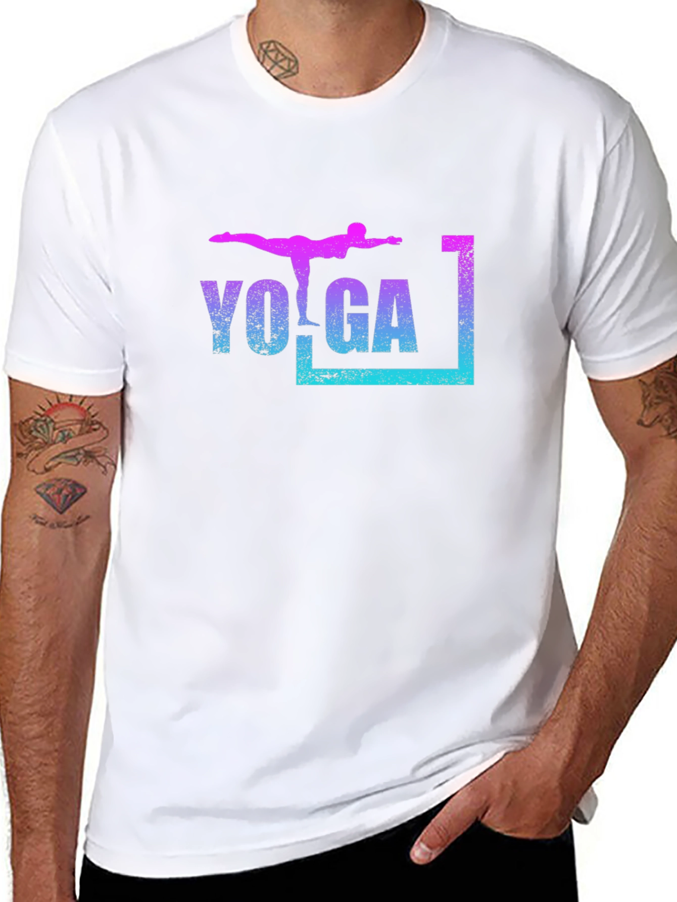 Yoga Pose Graphic T-Shirt - Black Casual Tee