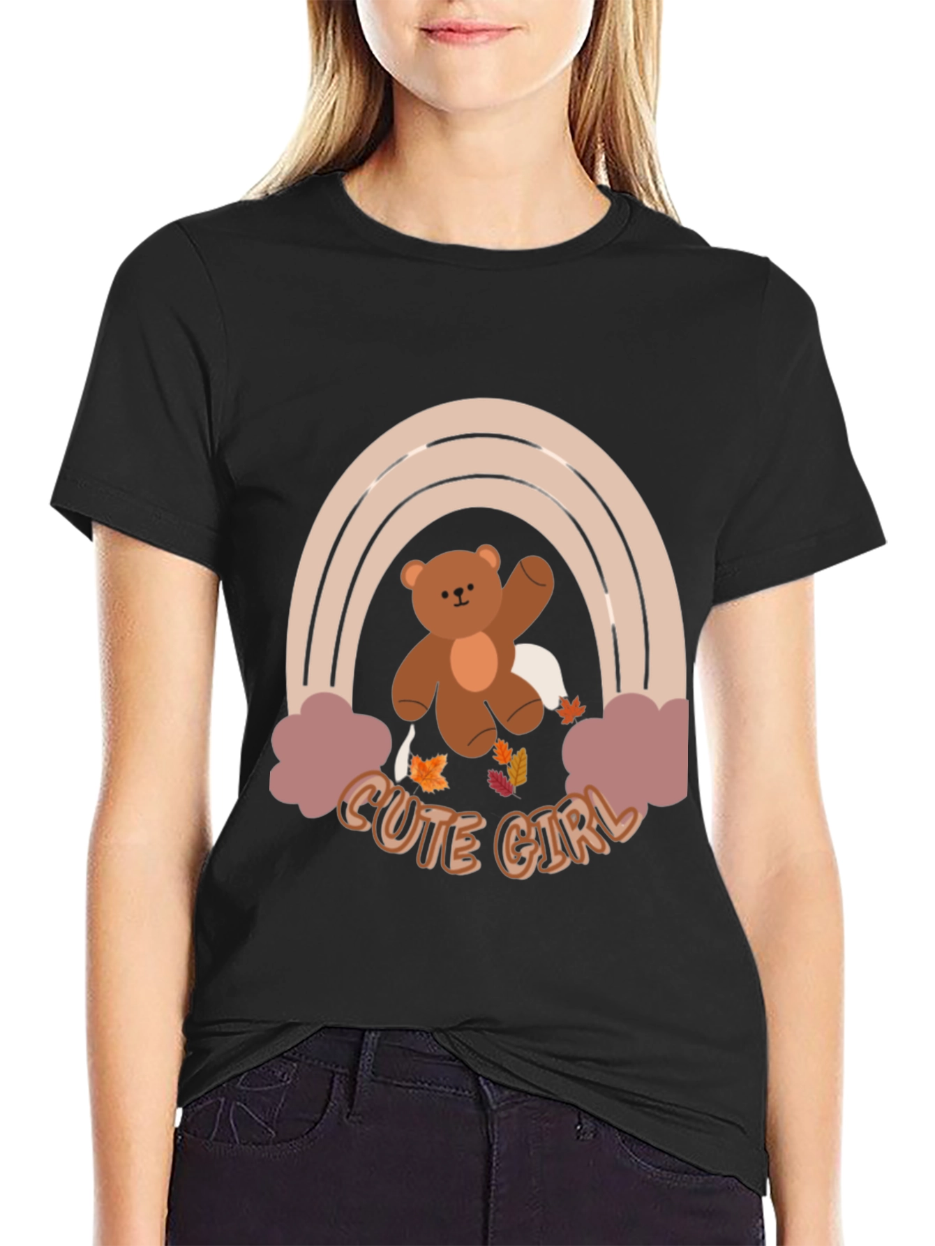Cute Girl Bear Rainbow T-Shirt