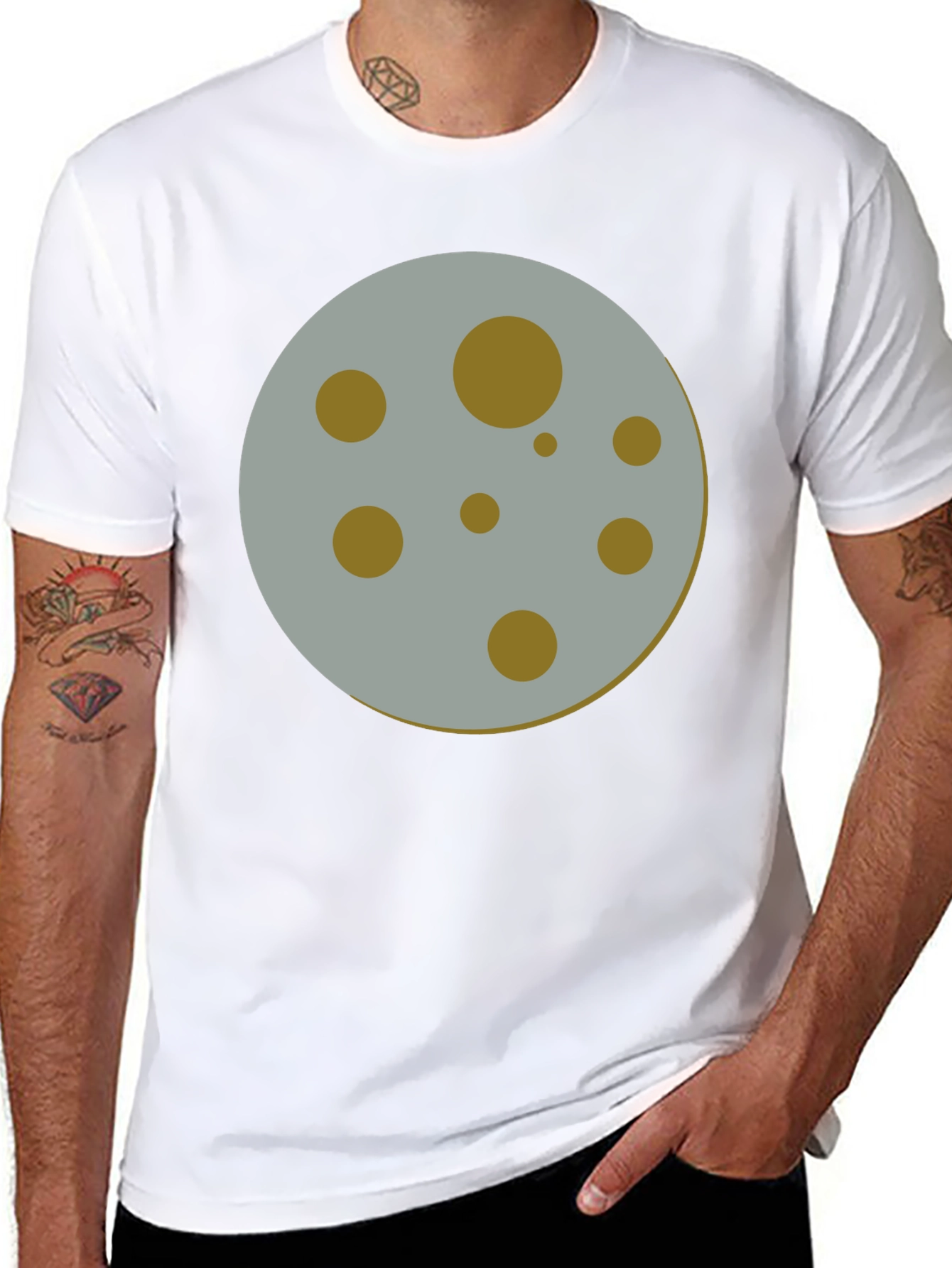 Moon Graphic Tee - Black Crew Neck T-Shirt
