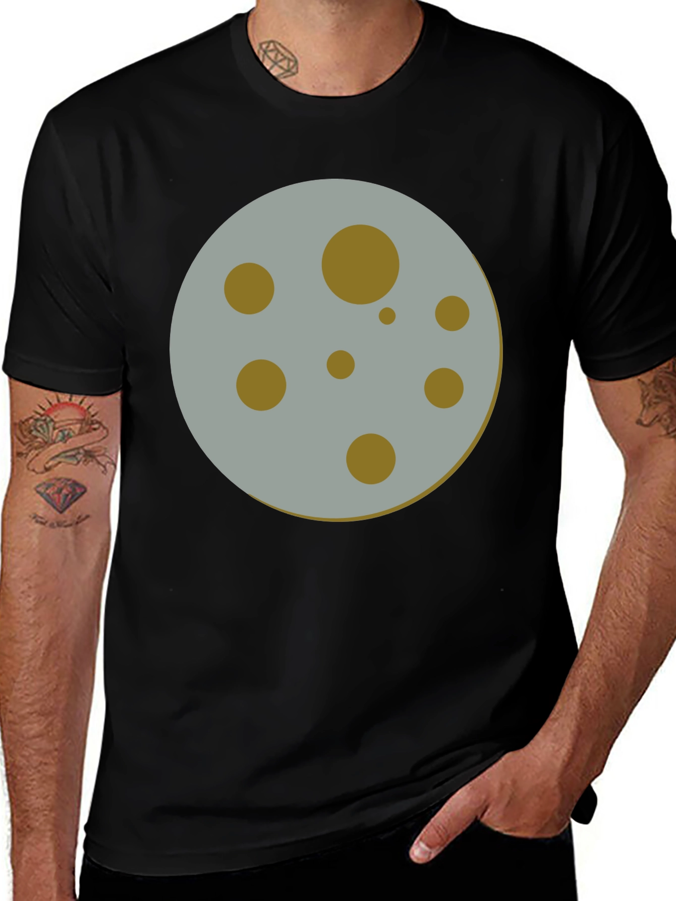 Moon Graphic Tee - Black Crew Neck T-Shirt