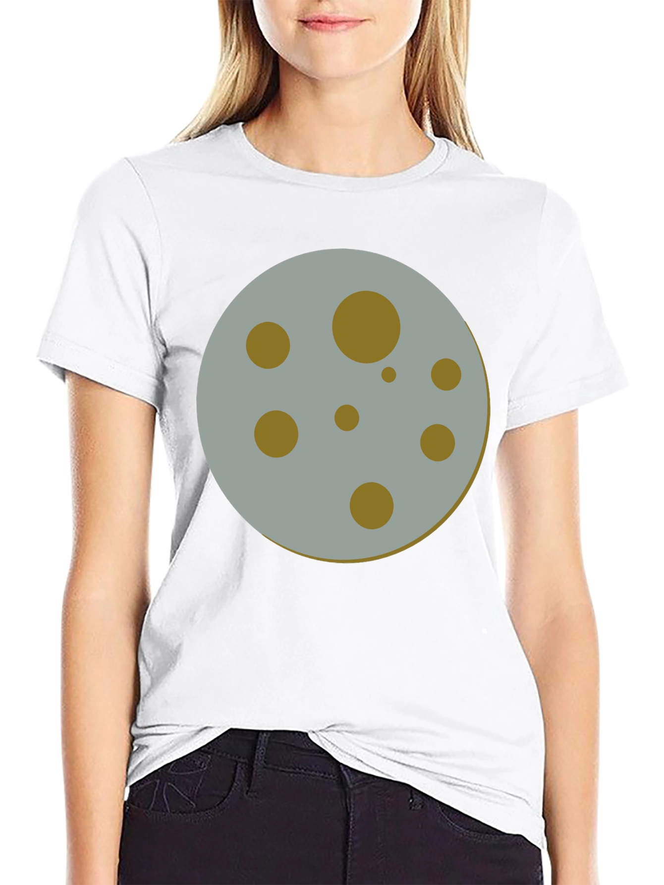 Moon Graphic Tee - Black Crew Neck T-Shirt
