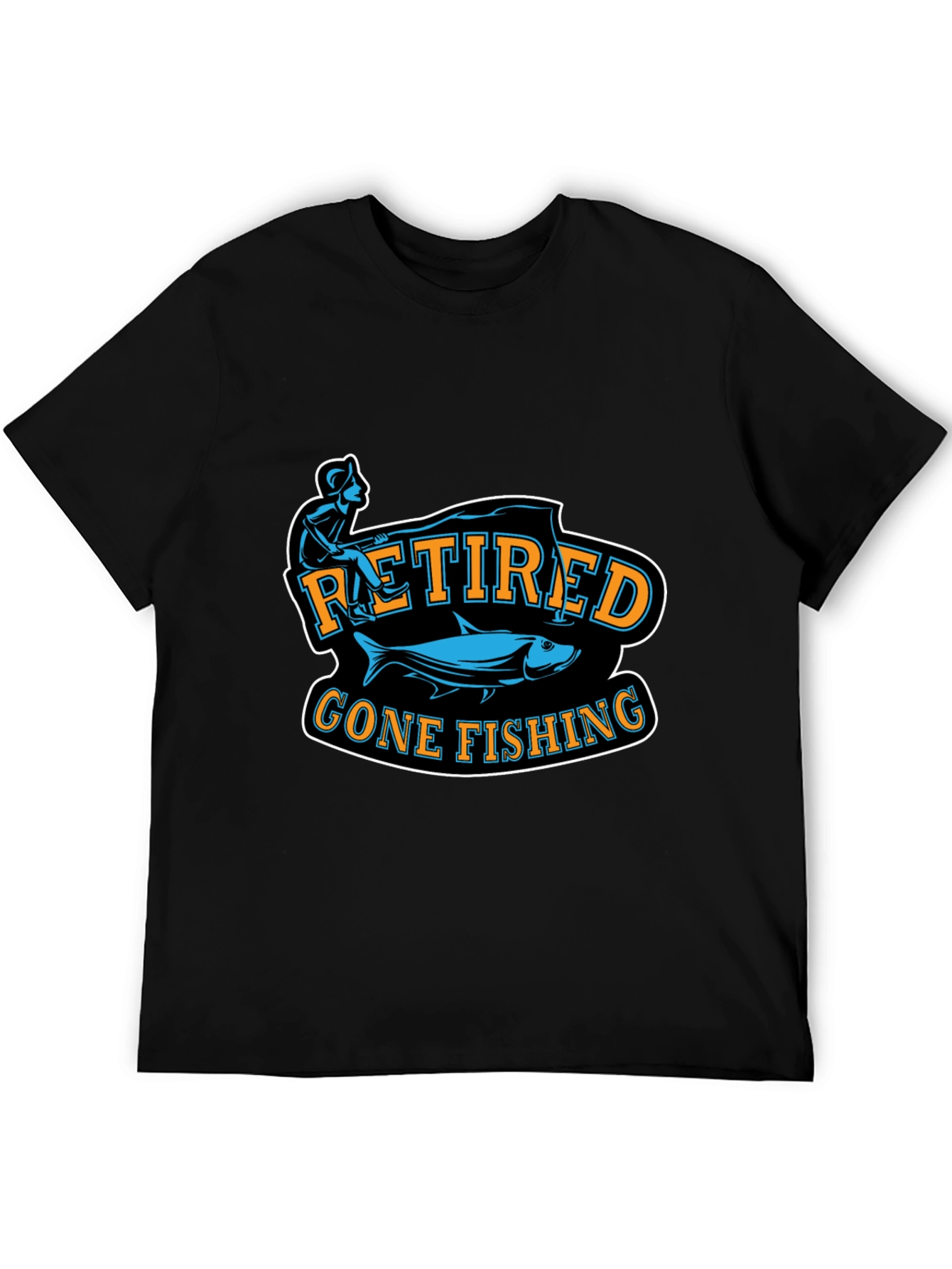 Retired Gone Fishing Black T-Shirt