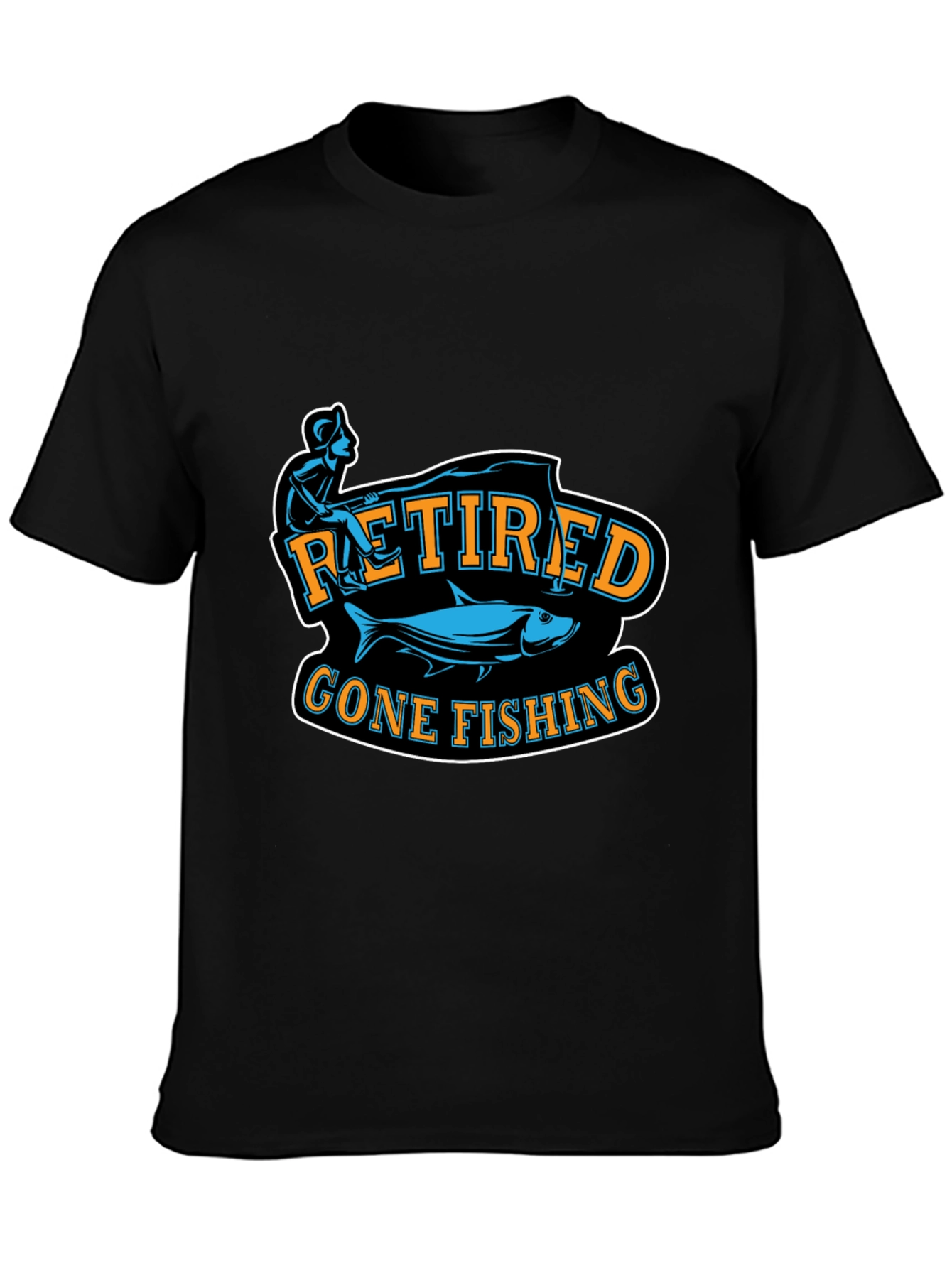 Retired Gone Fishing Black T-Shirt