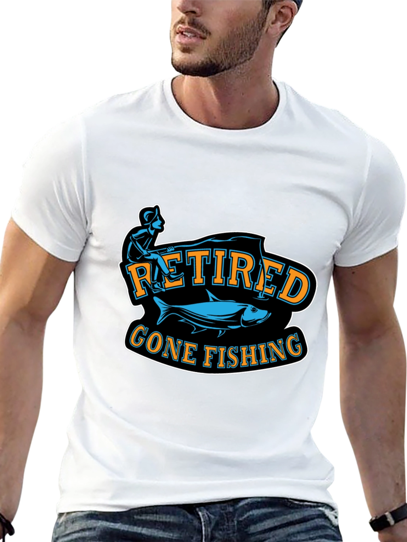 Retired Gone Fishing Black T-Shirt