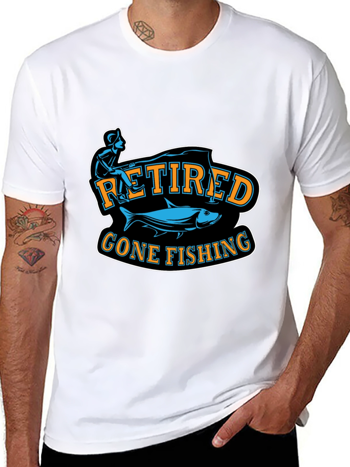 Retired Gone Fishing Black T-Shirt