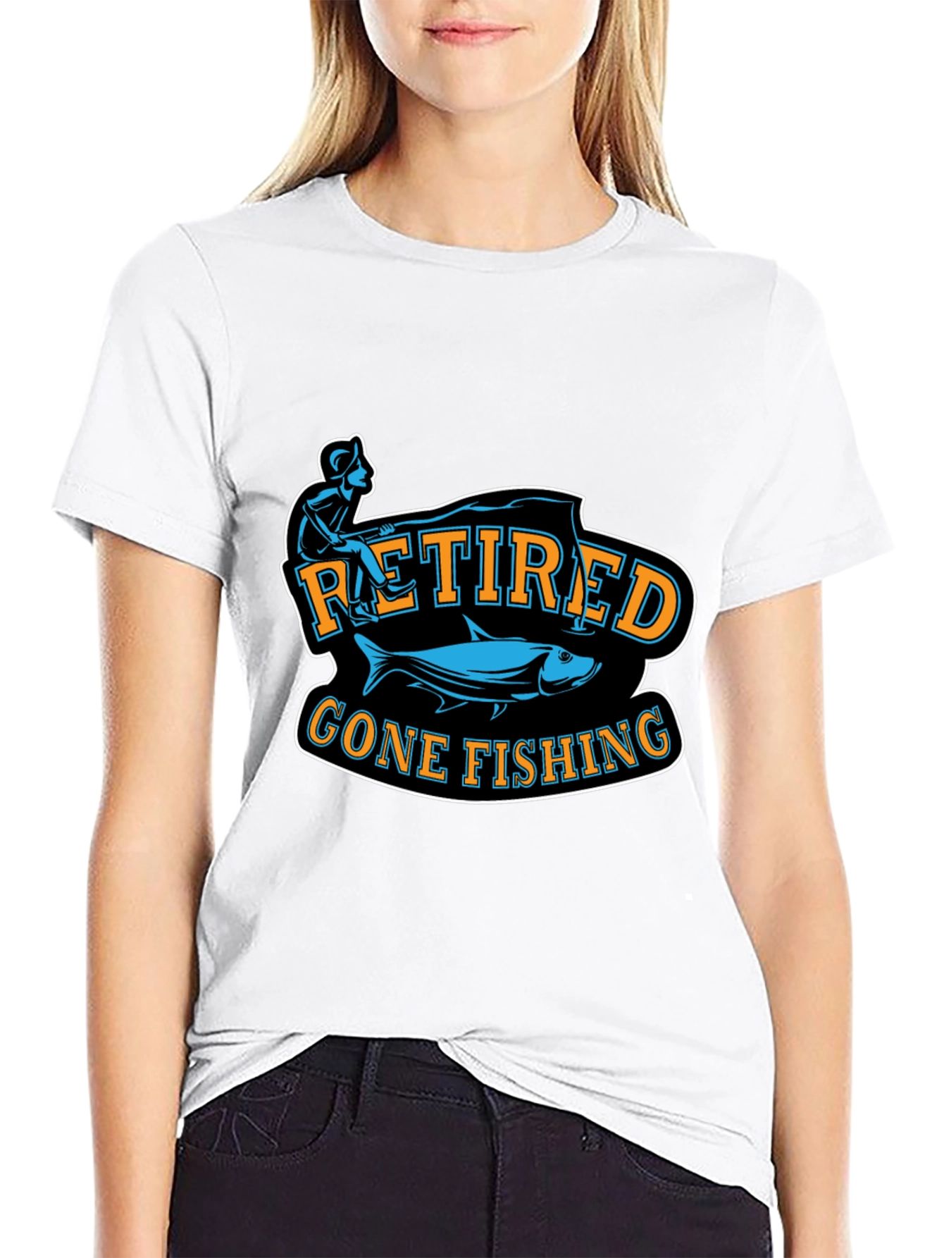 Retired Gone Fishing Black T-Shirt
