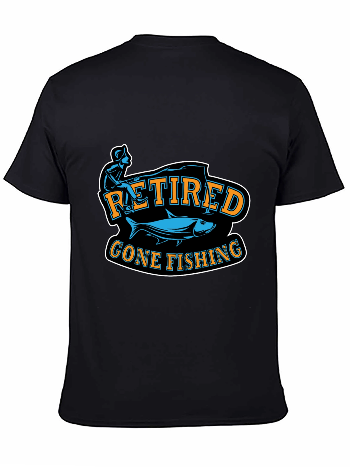 Retired Gone Fishing Black T-Shirt