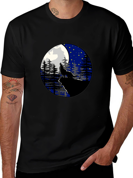Wolf Howling at Moon Graphic Tee