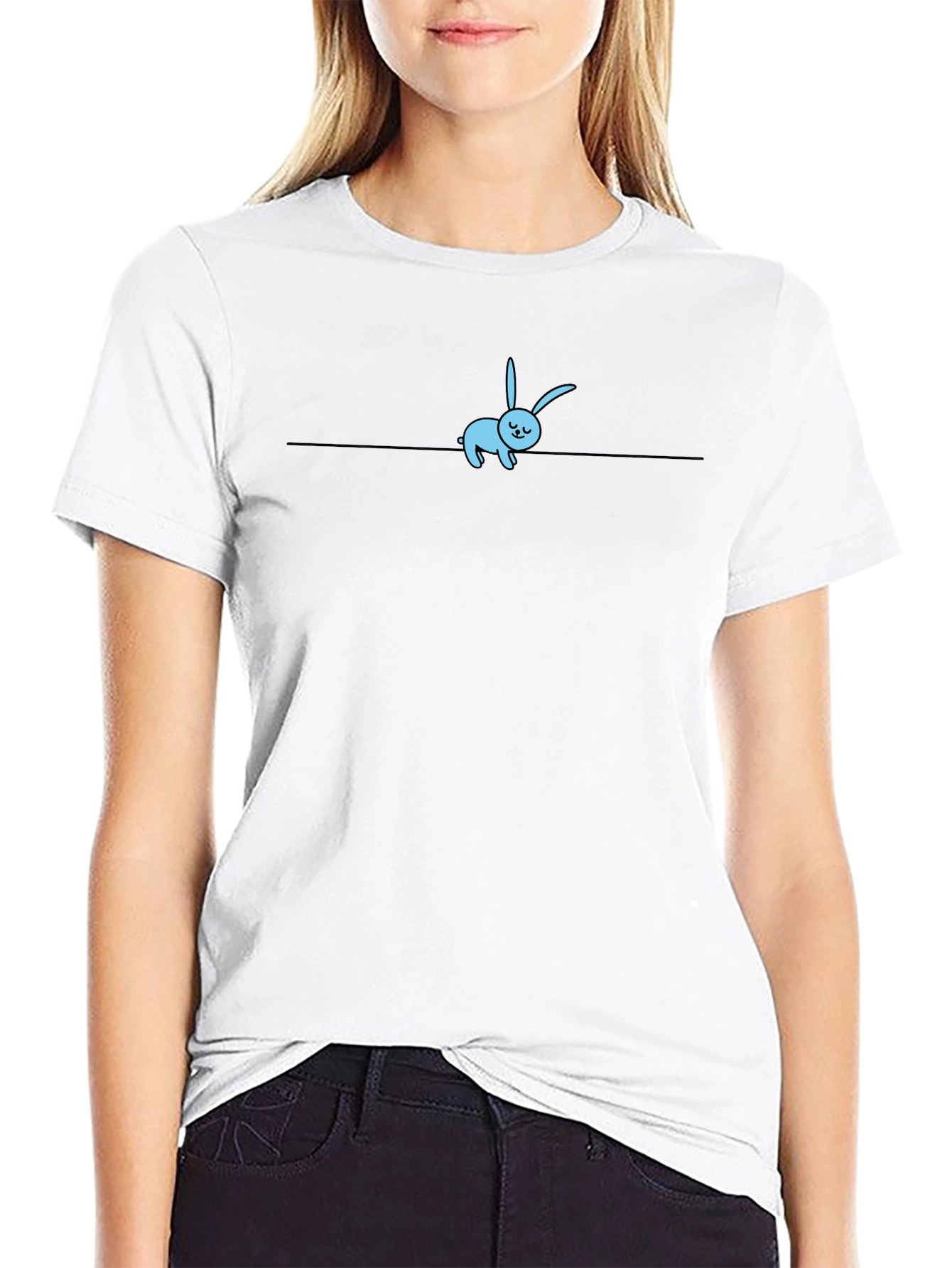 Cute Sleeping Bunny T-Shirt - Black