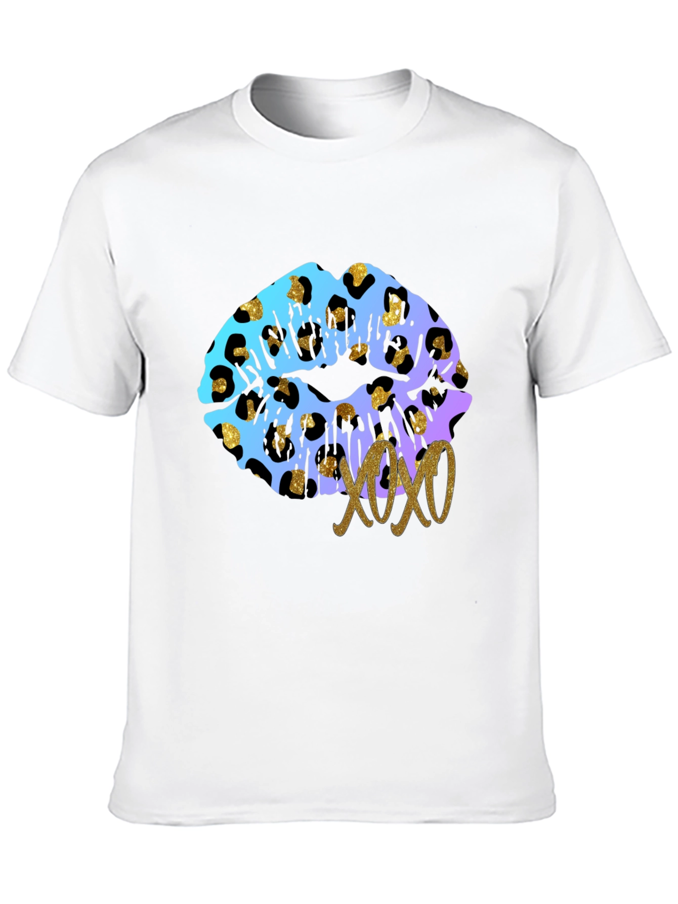 Leopard Print Lips XOXO Graphic Tee - Black