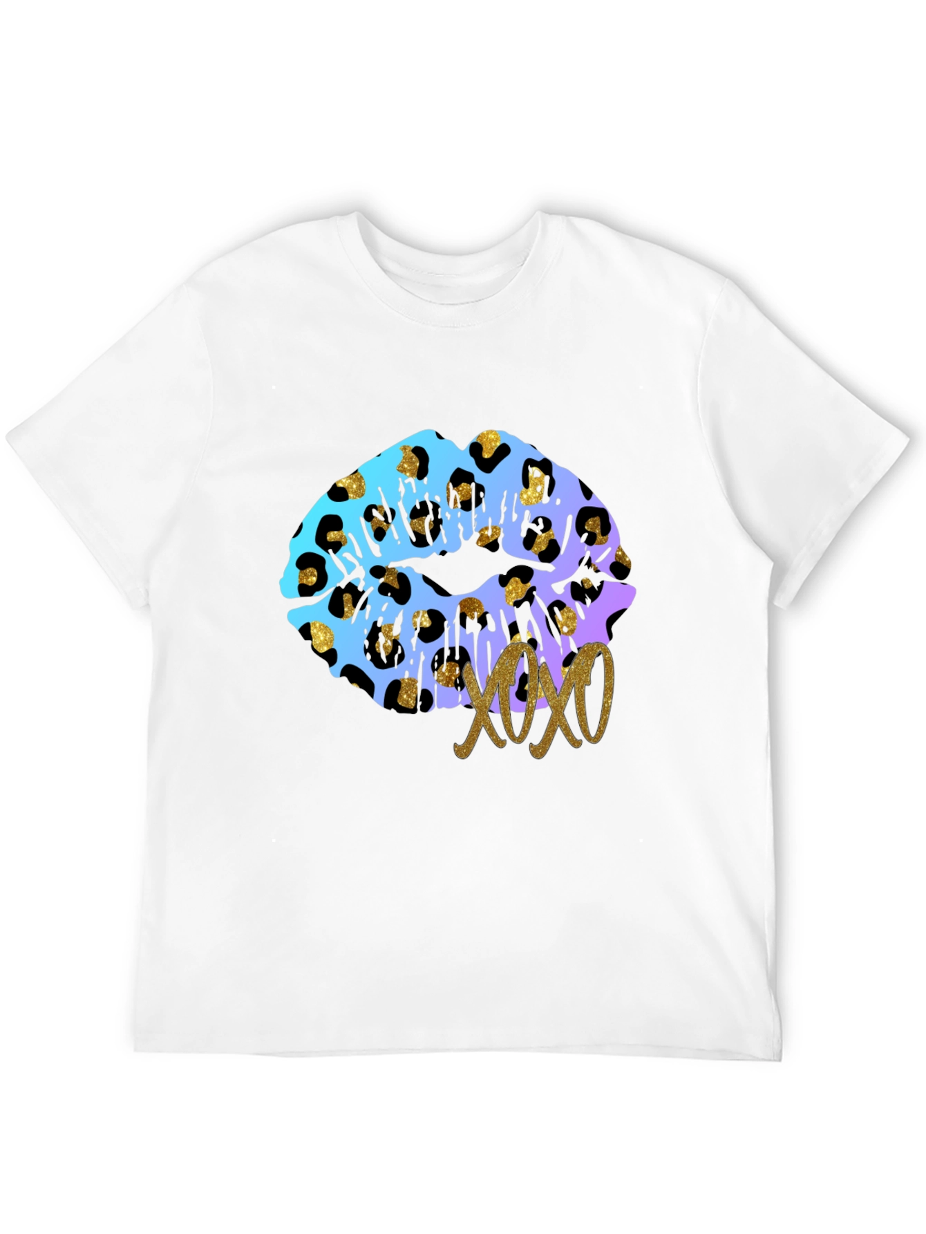 Leopard Print Lips XOXO Graphic Tee - Black