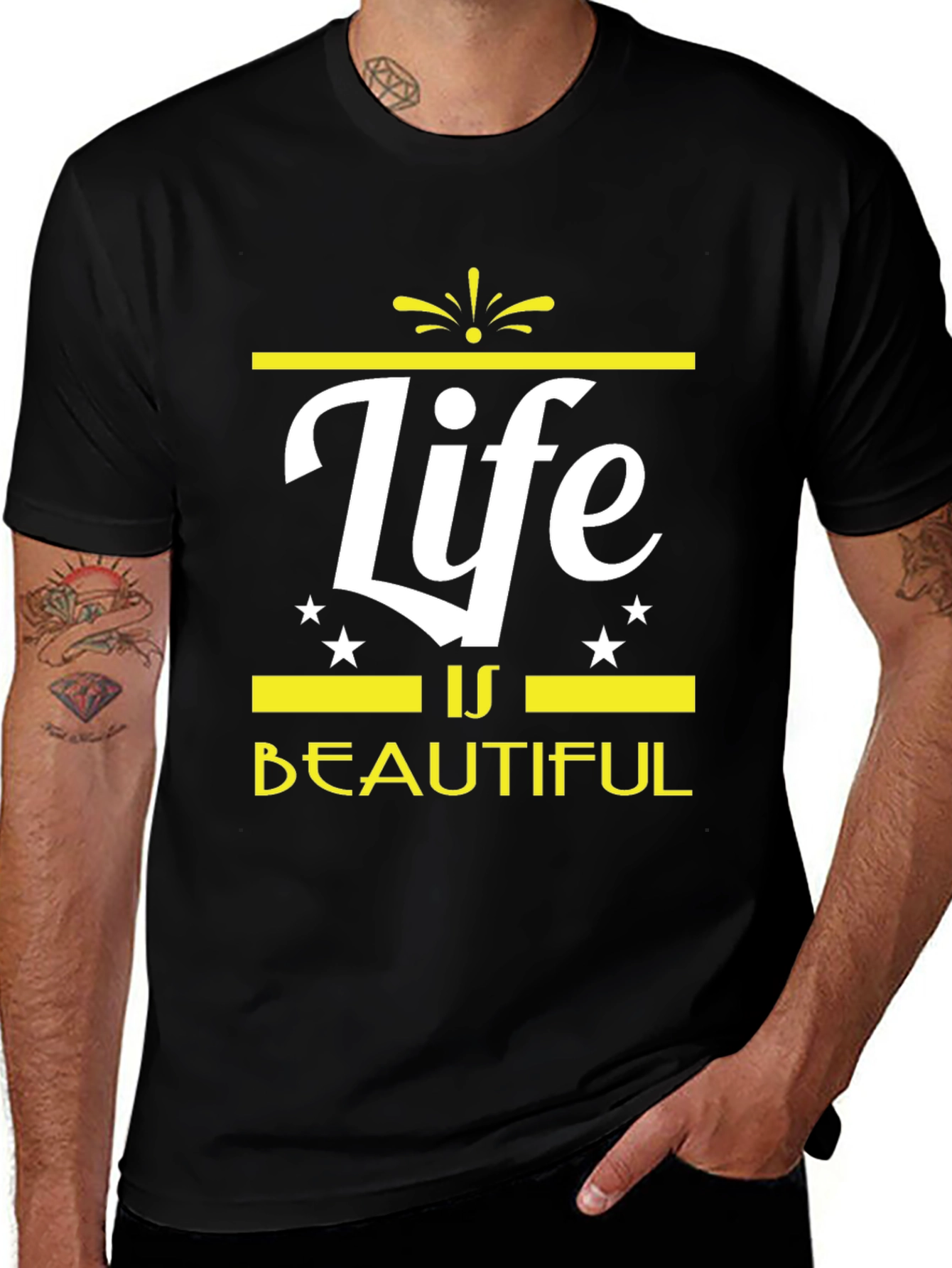 Life is Beautiful Graphic Tee - Trendy Black T-Shirt
