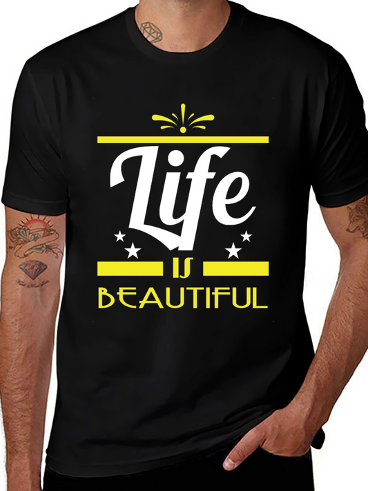 Life is Beautiful Graphic Tee - Trendy Black T-Shirt