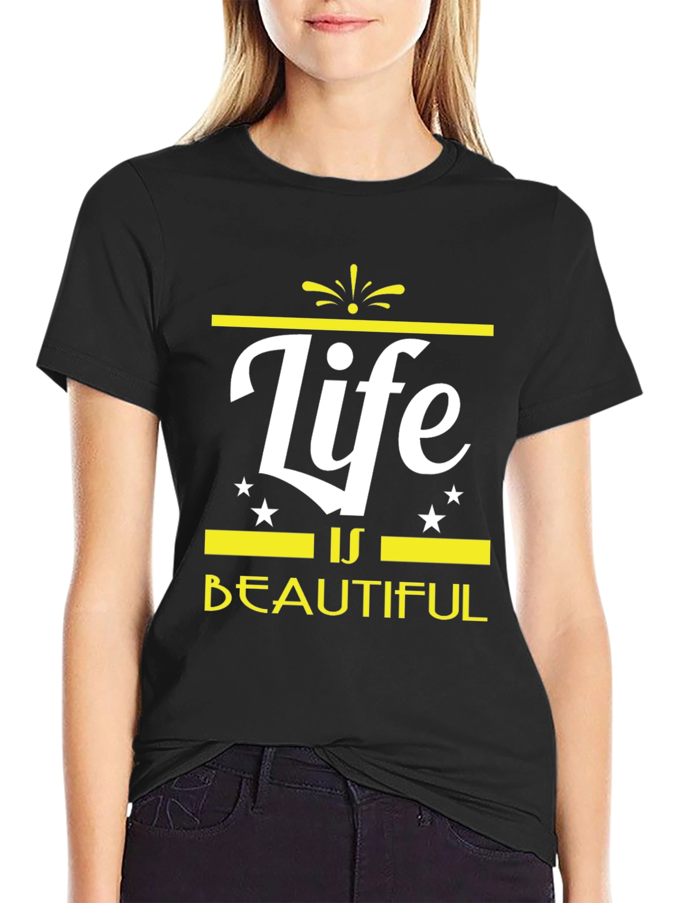 Life is Beautiful Graphic Tee - Trendy Black T-Shirt