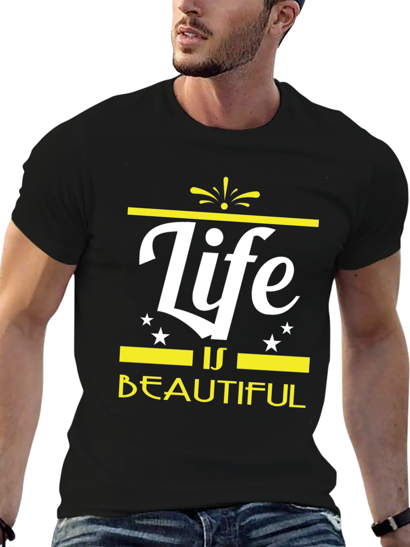 Life is Beautiful Graphic Tee - Trendy Black T-Shirt