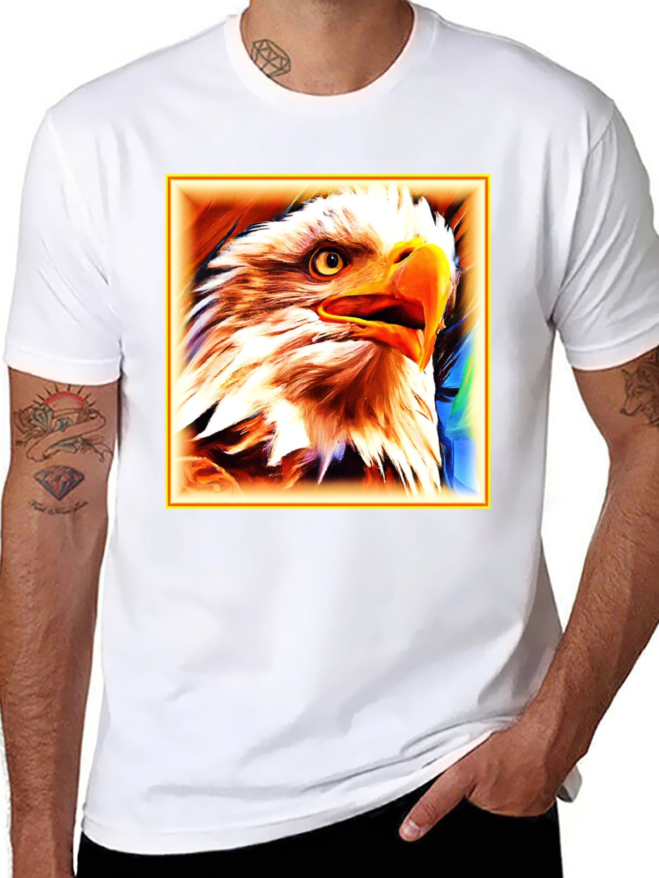 Bald Eagle Graphic Print Black T-Shirt