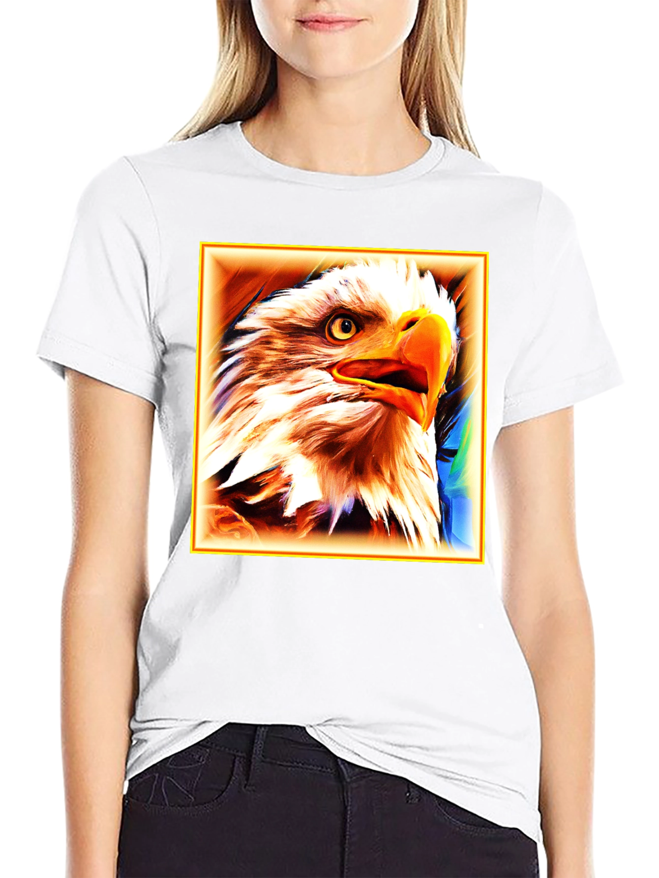 Bald Eagle Graphic Print Black T-Shirt